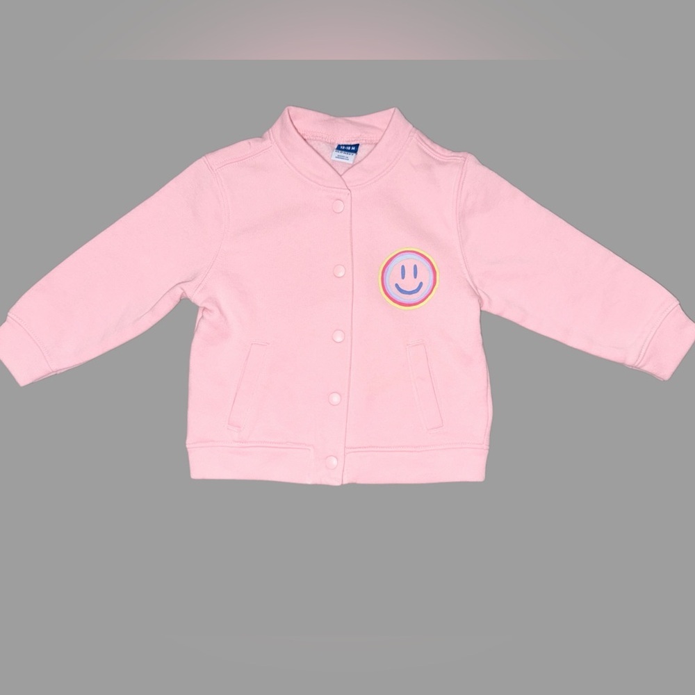 Old Navy Toddler Girl Bomber Sweatshirt Jacket | 12-18 Months | Pink | Like New